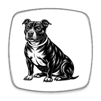 Pitbull américain - Magnet carré - blanc - Devant