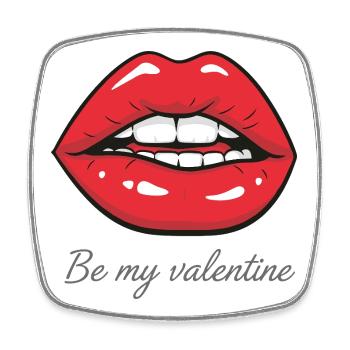 Be my Valentine – Sexy Rote Lippen Design - Viereckiger Kühlschrankmagnet - Weiß - Vorne