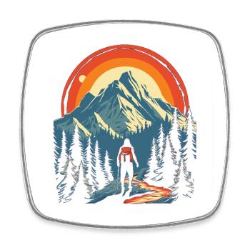 Aventure épique de randonnée – T-shirt Montagne & Sentier - Magnet carré - blanc - Devant