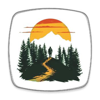 Wanderlust Explorer – Outdoor Hiking Shirt - Square fridge magnet - white - Front