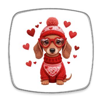 Dackel Liebe Valentinstag Herzmotiv - Viereckiger Kühlschrankmagnet - Weiß - Vorne
