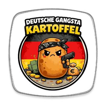Kartoffel Gangsta Deutsch - Viereckiger Kühlschrankmagnet - Weiß - Vorne