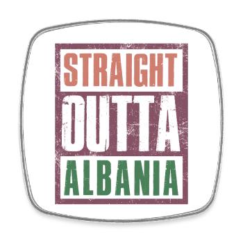 Straight outta Albania - Viereckiger Kühlschrankmagnet - Weiß - Vorne