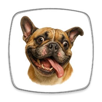 Tête de chien joyeuse avec langue - Magnet carré - blanc - Devant