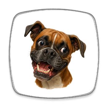 Portrait du Boxer Grin Imprimé - Magnet carré - blanc - Devant