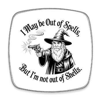 Aus den Zaubern, aber nicht aus den Hüllen - Cool Wizard - Viereckiger Kühlschrankmagnet - Weiß - Vorne
