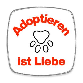 ADOPTIEREN IST LIEBE, HERZ & PFOTE! HUND UND KATZE - Viereckiger Kühlschrankmagnet - Weiß - Vorne