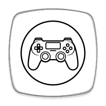 Controller in hand, level 1 activated, player gift - Square fridge magnet - white - Front