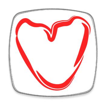 Red Hand Heart Sketch - Square fridge magnet - white - Front