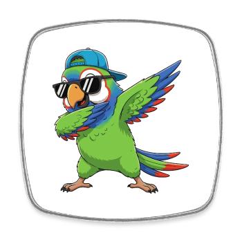 Cool Dabbing Parrot Sonnenbrille Cartoon-Kunst - Viereckiger Kühlschrankmagnet - Weiß - Vorne