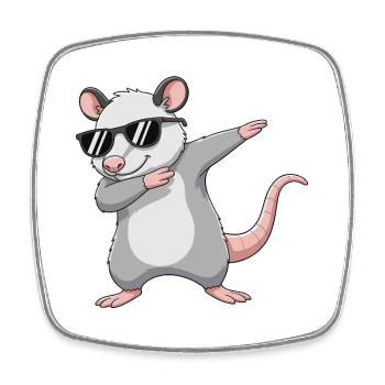 Cool Dabbing Opossum Sonnenbrille Cartoon-Kunst - Viereckiger Kühlschrankmagnet - Weiß - Vorne