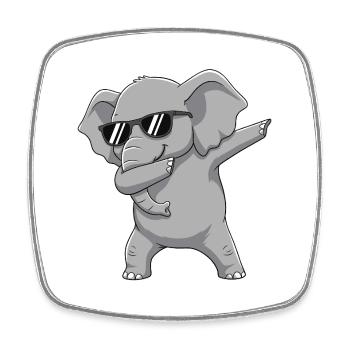 Cool Dabbing Elephant Sonnenbrille Cartoon-Kunst - Viereckiger Kühlschrankmagnet - Weiß - Vorne