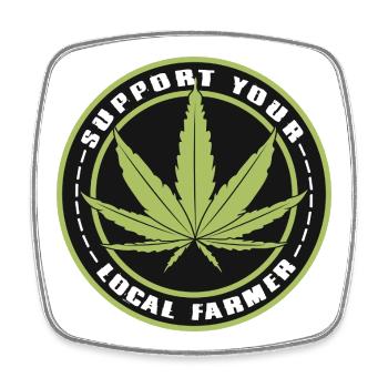 Support Your Local Farmer - Cannabis Hanf Outfit - Viereckiger Kühlschrankmagnet - Weiß - Vorne