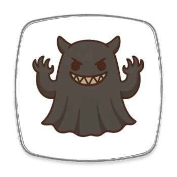 Kawaii-Monster mit einem schelmischen Lächeln - Viereckiger Kühlschrankmagnet - Weiß - Vorne