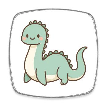 Cute pastel Loch Ness Monster - Square fridge magnet - white - Front