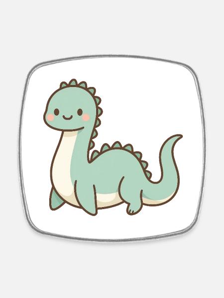 Cute pastel Loch Ness Monster - Square fridge magnet - white