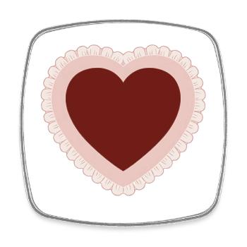 Cœur d’amour avec bordure en dentelle - Magnet carré - blanc - Devant