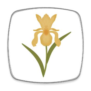 Golden Iris Bloom on Green - Square fridge magnet - white - Front