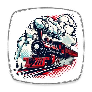 steam locomotive - Square fridge magnet - white - Front