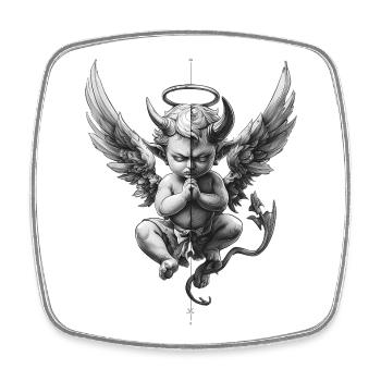 Angels and Devils: Black and White - Square fridge magnet - white - Front