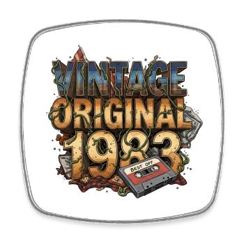 Vintage Original 1983 - Viereckiger Kühlschrankmagnet - Weiß - Vorne