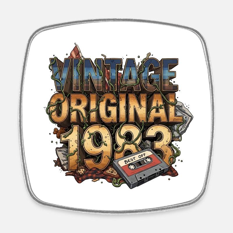 Vintage Original 1983 - Viereckiger Kühlschrankmagnet - Weiß