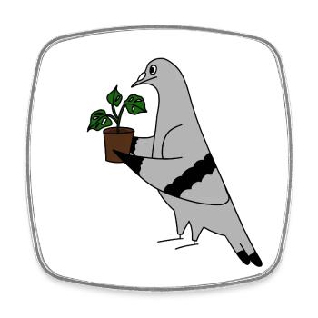 Pigeon with Plant – Minimal urban illustration - Viereckiger Kühlschrankmagnet - Weiß - Vorne