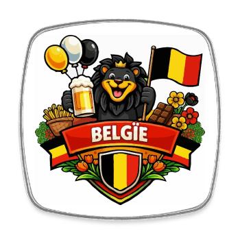 Belgium cheerful logo - Square fridge magnet - white - Front