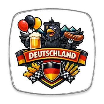 Germany Cartoon Beer Sausage Flag - Square fridge magnet - white - Front
