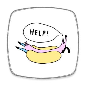 Help_Hot_Dog - Square fridge magnet - white - Front