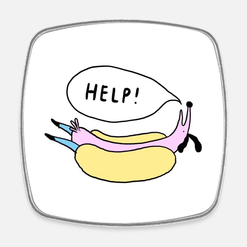 Help_Hot_Dog - Viereckiger Kühlschrankmagnet - Weiß