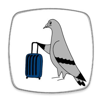 Pigeon with Suitcase – Minimal urban Illustration - Viereckiger Kühlschrankmagnet - Weiß - Vorne