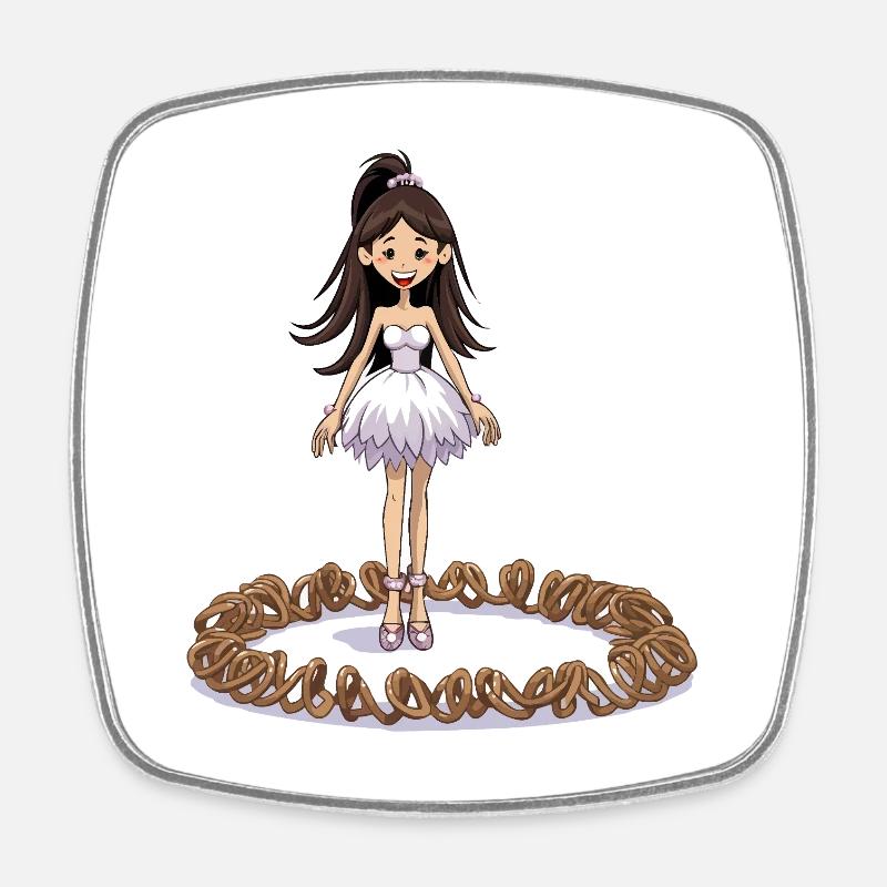 Dancing fairy on pretzel ring - Square fridge magnet - white