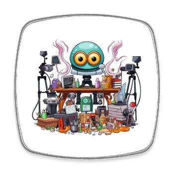 Kreativer Gadget-Workshop Alien - Viereckiger Kühlschrankmagnet - Weiß - Vorne