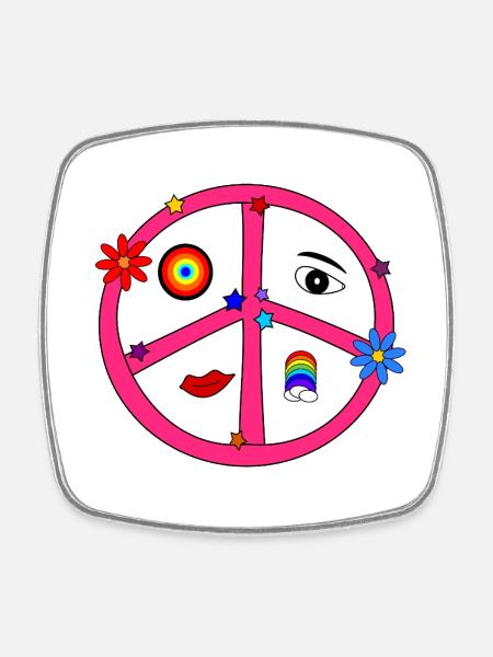My_old_hippie_soul - Square fridge magnet - white