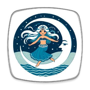 Moon Dancer on Crescent - Square fridge magnet - white - Front