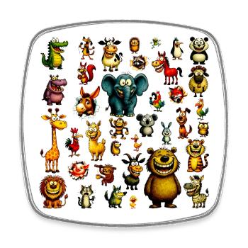 My First Animals - Cute Learning Design - Square fridge magnet - white - Front