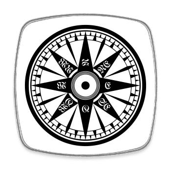 Kompass / Compass – Windrose, Schiffskompass - Viereckiger Kühlschrankmagnet - Weiß - Vorne
