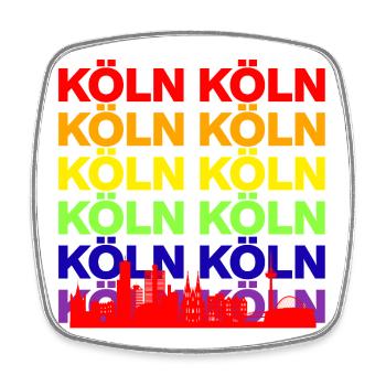 SKYLINE ARC-EN-CIEL DE COLOGNE, FIERTÉ DE COLOGNE, LGBTQ+ - Magnet carré - blanc - Devant