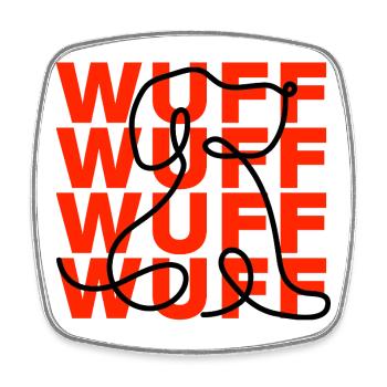 I SPEAK FLUENTLY WOOF—DOG LOVER! - Square fridge magnet - white - Front