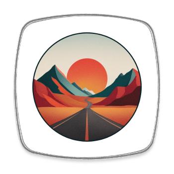 Vintage-Reiselogo – Abenteurer – Retro-Landschaft - Viereckiger Kühlschrankmagnet - Weiß - Vorne