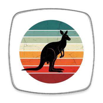 Känguru Retro Sonnenuntergang - Viereckiger Kühlschrankmagnet - Weiß - Vorne