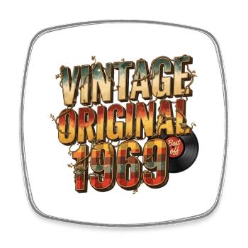 Vintage Original 1969 Vinyl - Square fridge magnet - white - Front
