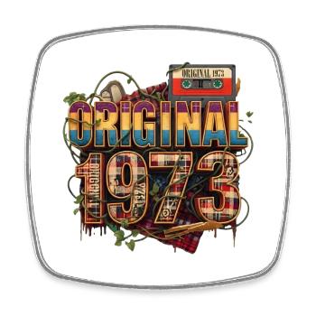 Original 1973 Retro-Collage - Viereckiger Kühlschrankmagnet - Weiß - Vorne