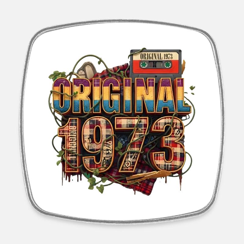 Original 1973 Retro-Collage - Viereckiger Kühlschrankmagnet - Weiß