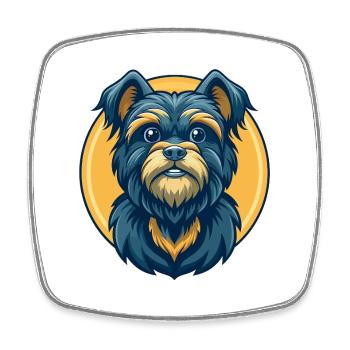 Affenpinscher Hund Kawaii Maskottchen Cartoon-Clipart - Viereckiger Kühlschrankmagnet - Weiß - Vorne