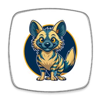 Aardwolf Kawaii Maskottchen Cartoon Clipart Logo Abzeichen - Viereckiger Kühlschrankmagnet - Weiß - Vorne