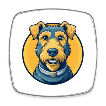 Airedale Terrier-Hund Kawaii Maskottchen-Cartoon-Clipart - Viereckiger Kühlschrankmagnet - Weiß - Vorne