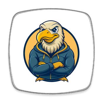Albatross Kawaii Maskottchen Cartoon Clipart Logo Abzeichen - Viereckiger Kühlschrankmagnet - Weiß - Vorne