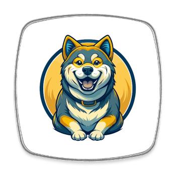 Akita Dog Kawaii Mascot Cartoon Clipart Logo Badge - Square fridge magnet - white - Front